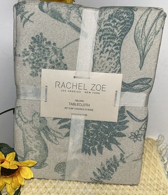 New Rachel Zoe Easter Spring Farmhouse Cottagecore Oblong Tablecloth 60 X80 
