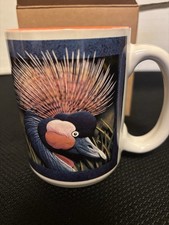 New~Bird Coffee Mug/Cup Lovely Crowned Crane ~Chris Butler, 2008 Collectible