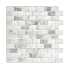 SMART TILES Peel and Stick Backsplash - 5 Sheets of 9.74" x 9.8" - 3D Adhesiv...