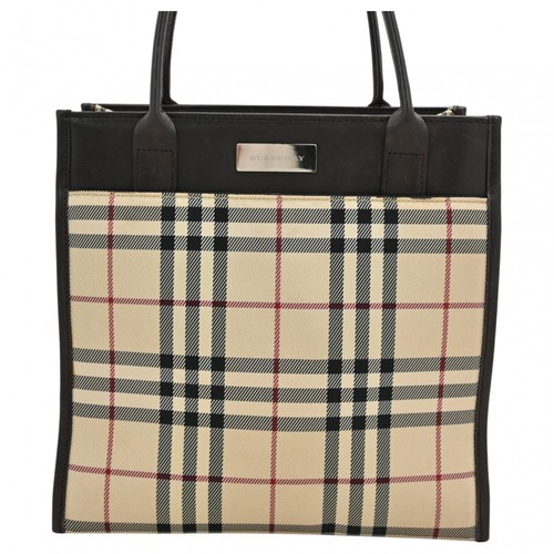 Auth BURBERRY Nova Check Hand Bag Logo Plate Beige bb7916cd