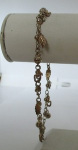 Vintage Sterling Silver Dangling Fruit Anklet 925