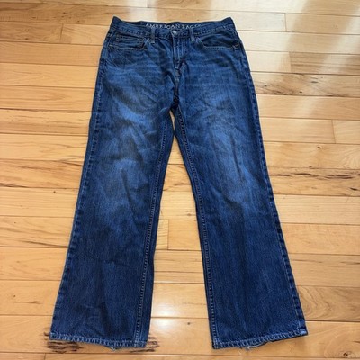 American Eagle Jeans Mens 31x30 Blue Original Boot Cut Western Cowboy Distressed
