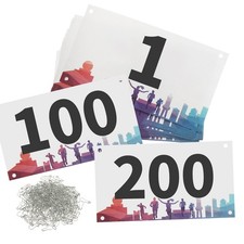 Running Bib Numbers, 7x4 Inch 1-200 Race Competitor Numbers Multicolor