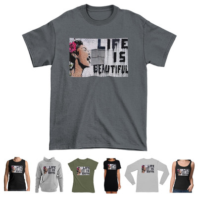 Banksy Life is Beautiful T-Shirt - Also Hoodie Vest Top Dress Long Sleeve