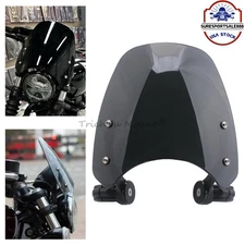 Windshield Windscreen w/ Bracket Kit For Triumph Bonneville Bobber Black 17-2023