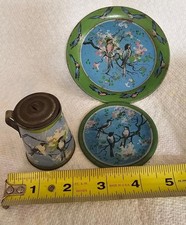 1930's Ohio Art Bluebirds  Blossoms Childs Tin Toy Tea Set.