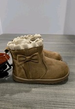 Wonder Nation Baby Girl Sherpa Lined Boots Size 5 Brown Faux Suede Fur