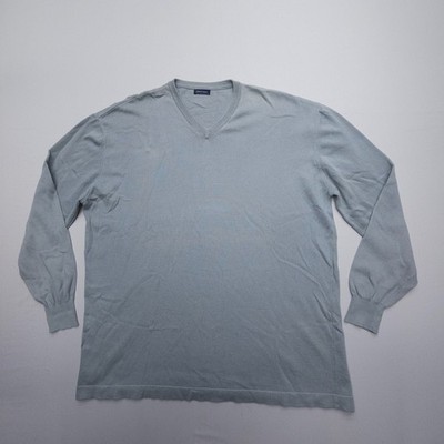 North Sails Made in Italy 100% Cotton V Neck Sweater Mens XXL Blue Light Soft