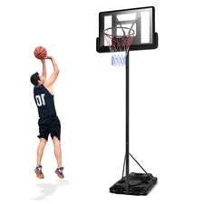 Height Adjustable Portable Basketball Hoop System Shatterproof Backboard Wheels