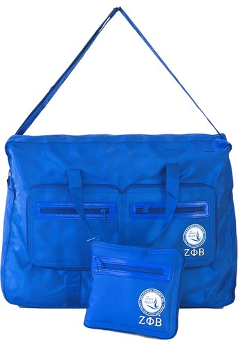 Zeta Phi/&Phi; Beta Folding Tote Bag [Blue - 19" x 14" x 7"]