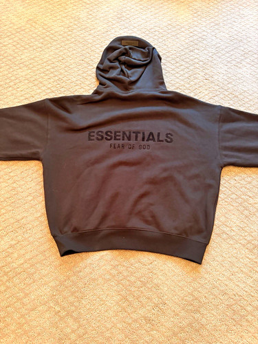 Essentials Fear of God Essentials Men’s Black Pullover Fleece Logo Hoodie Size S
