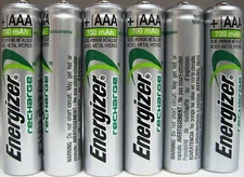 Energizer AAA Rechargeable NiMH Battery 800 mAh 1.2V 6 Pack 