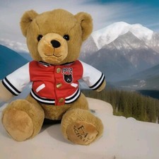 FAO Schwarz 1862 Varsity Jacket 2019 Soft Plush Sitting Teddy Bear Brown 12"