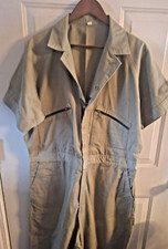 Work coveralls, jumpsuit, short sleeve, zip pockets, green, 46T, 6 pockets