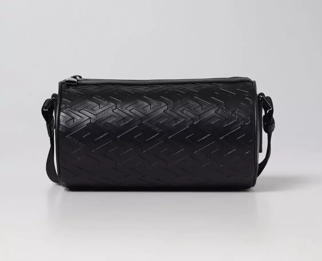 Versace LA GRECA SIGNATURE MESSENGER Leather Logo Monogram