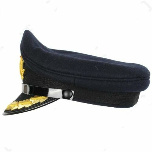 WW2 BRITISH ROYAL NAVY VISOR CAP - WITH OAKLEAVES - BLUE - Picture 2 of 6