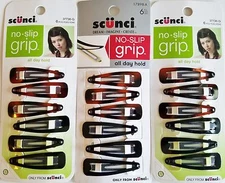 Scunci 2" No-Slip GripNo Damage No Tangle Hair Clippies Metal Snap Clip 18 Clips