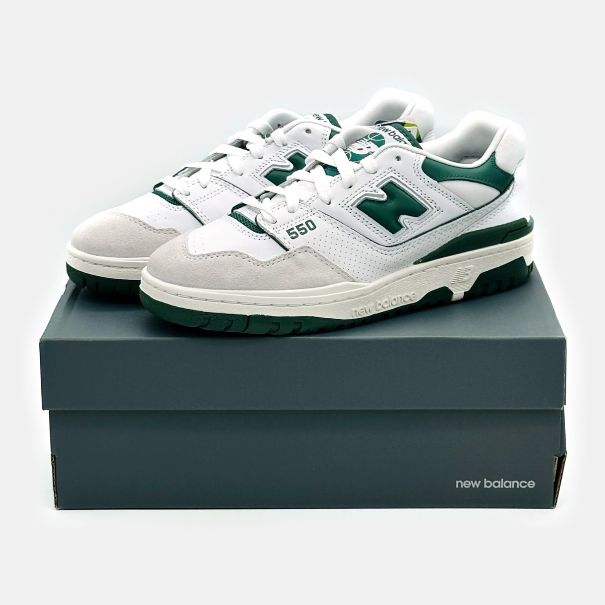 BB550WT1 New Balance 550 White Green Sail Cream Ivy British Suede Ivory Grey