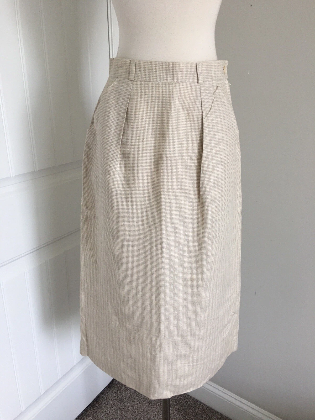 VINTAGE MAX MARA LINEN POCKETS LINED SKIRT SIZE US 2 MADE IN ITALY