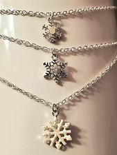 Claire's Girls Silvertone 3-Strand Snowflake Glitter Necklace 15" Christmas