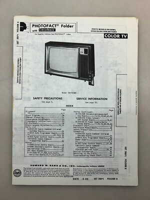 Zenith SN1323W4 SV3321E4 SN1743 Service Manual Sams Photofact Free Shipping