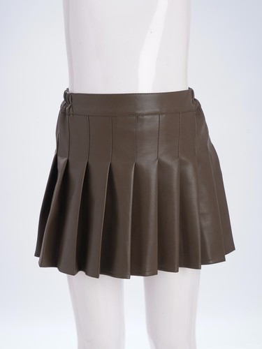 Kids Girls Short Dress A Line Skirt Cosplay Miniskirt Pleated Leather Church PU - Picture 23 of 31