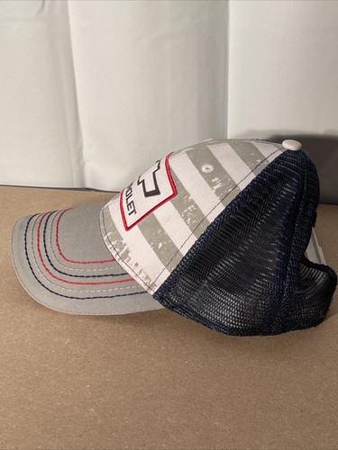 Chevrolet Trucker Hat•American Flag Background•Red/White/Blue Stitching•Chevy• - Picture 2 of 6