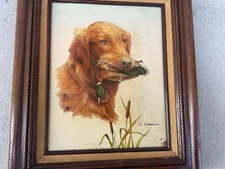 C. Carson 8 x 10 golden retriever canvas art painting with mallard in mouth