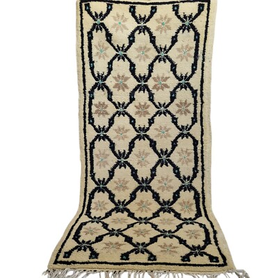 Desert Bloom Vintage Moroccan Berber Rug +40  Yrs Handwoven Wool Elegance Carpet
