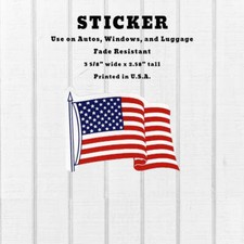 USA United States Wavy Flag   Vinyl Sticker   Fade Resistant