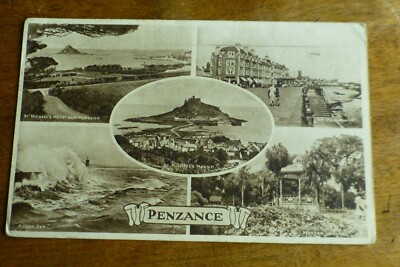 H196 5xAnsichten PENZANCE St Michaels Mount MORRAB Gardens PROMENADE Postkarte um 1947