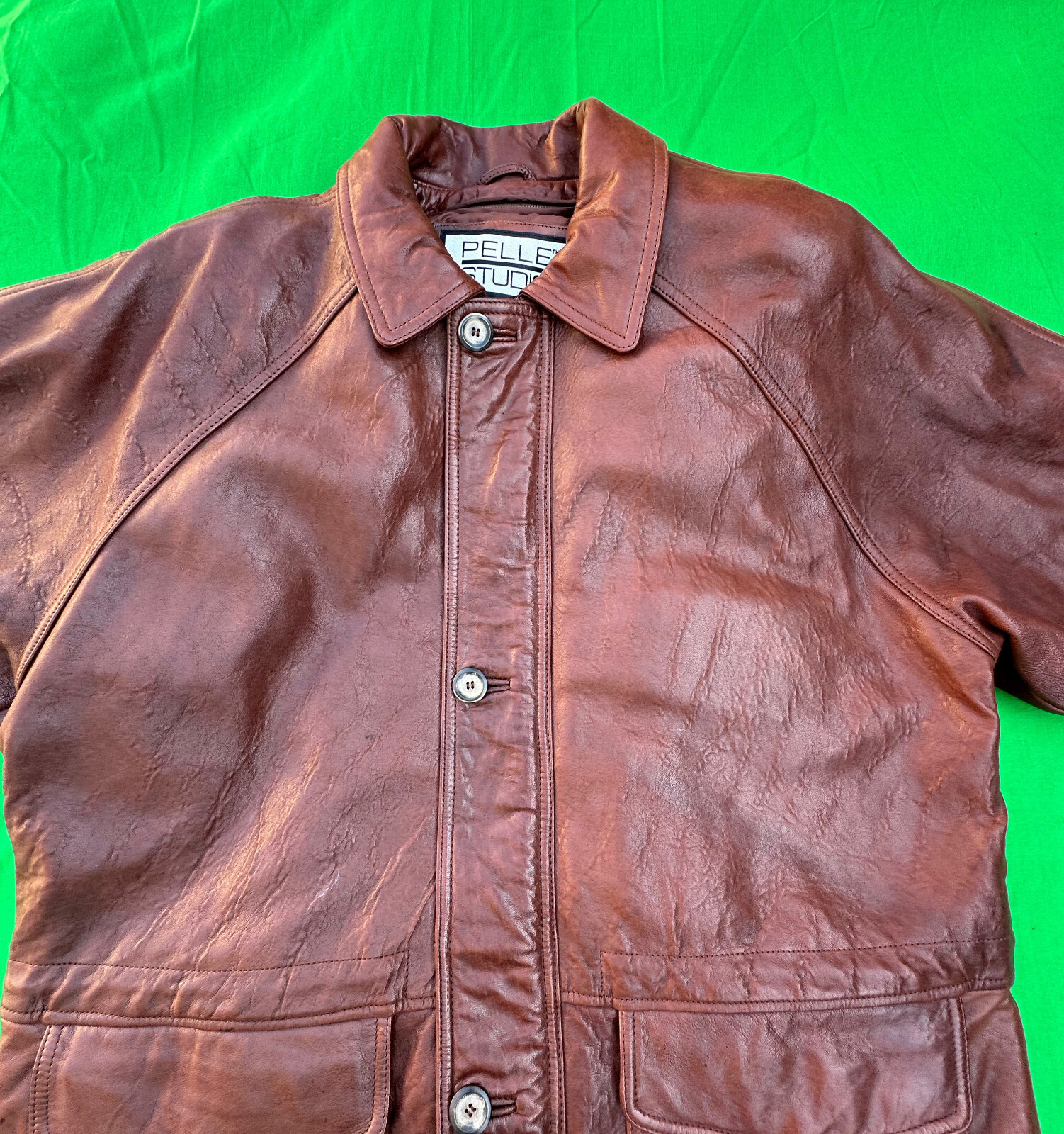 Vintage Wilsons Pelle Studio Men's Brown Leather Jacket Size L. image 4