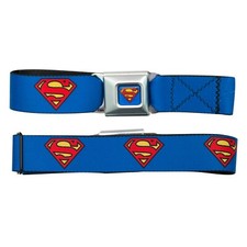 Superman Logo Seatbelt Buckle Belt Blue