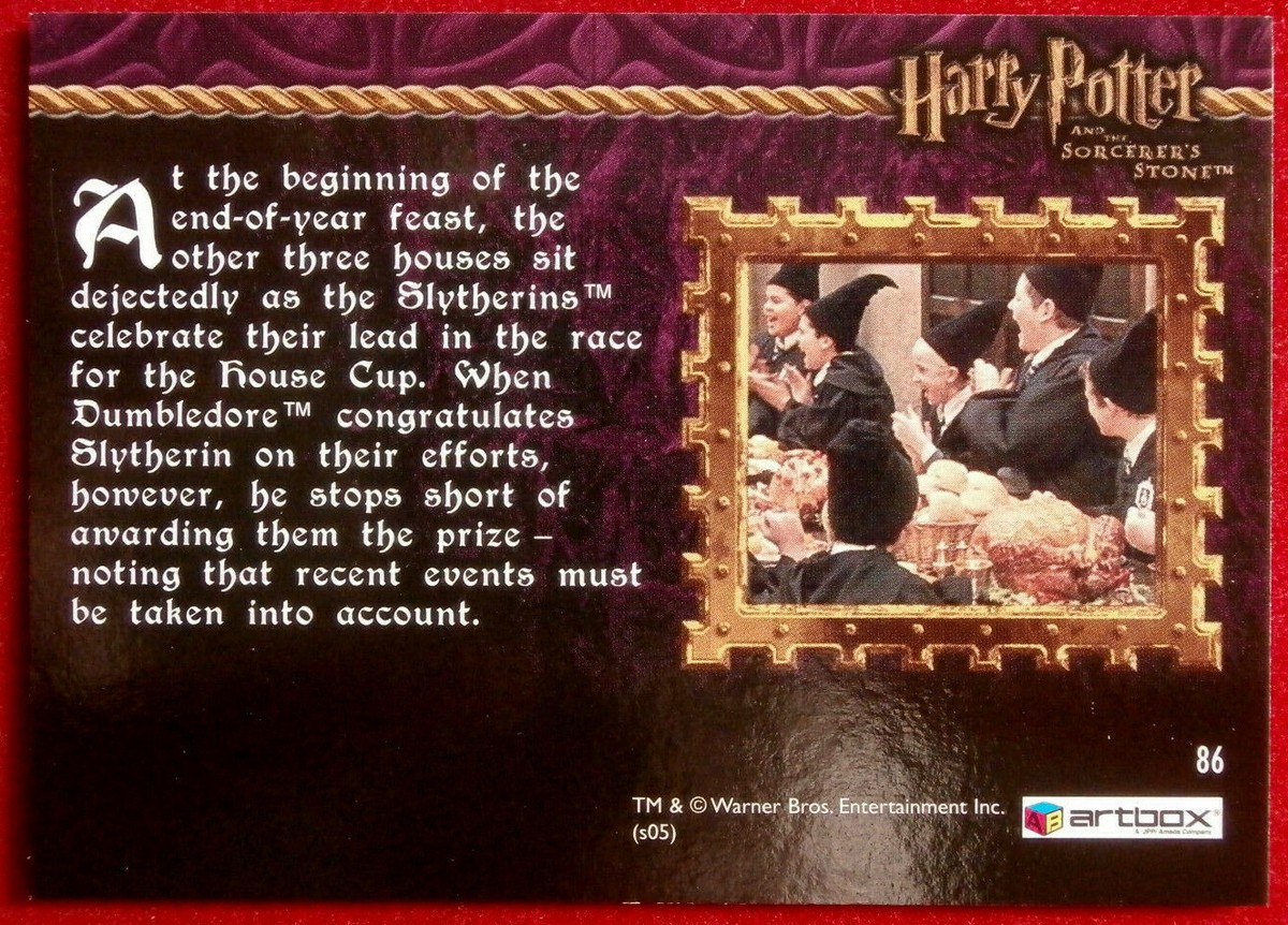 HARRY POTTER SORCERER'S STONE Card #086 WELL DONE SLYTHERIN