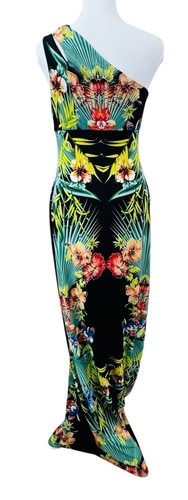 Maxi abito donna Cache taglia M spalla hawaiana floreale multicolore tropicale - Foto 5 di 14