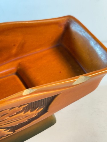 Vintage Roseville Pottery Brown Silhouette Planter Decor Leaf Design READ WEAR - Picture 4 of 13