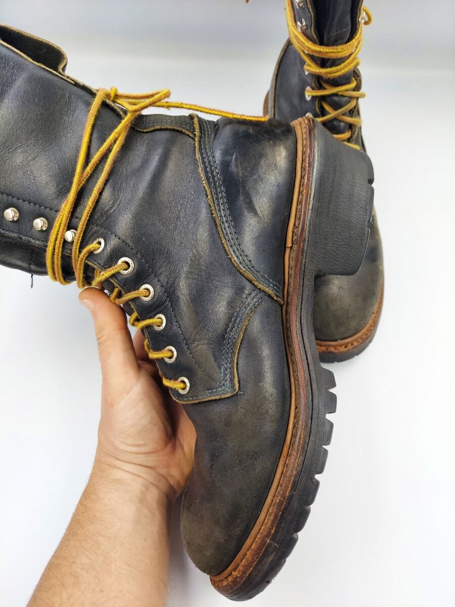 VTG Red Wing 699 Logger Work Boots sz 9 US Black Leather VTG Red Wing 699 Logger Work Boots sz 9 US Black Leather
