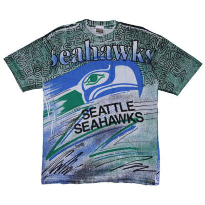 Vintage Seatlle Seahawks AOP Magic Johnsons T's T-Shirt Single Stitch XL