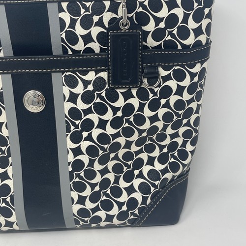 Vintage Coach Tote Shoulder Bag Black White Chelsea Heritage Signature Logo C - Picture 5 of 24