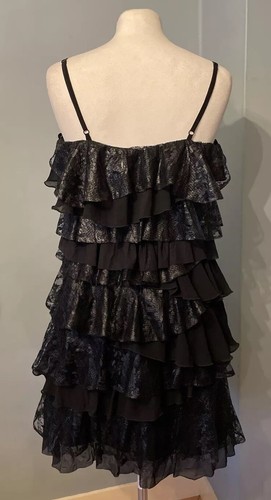 River Island Black Ruffle Short Dress,size 12 - Picture 4 of 6