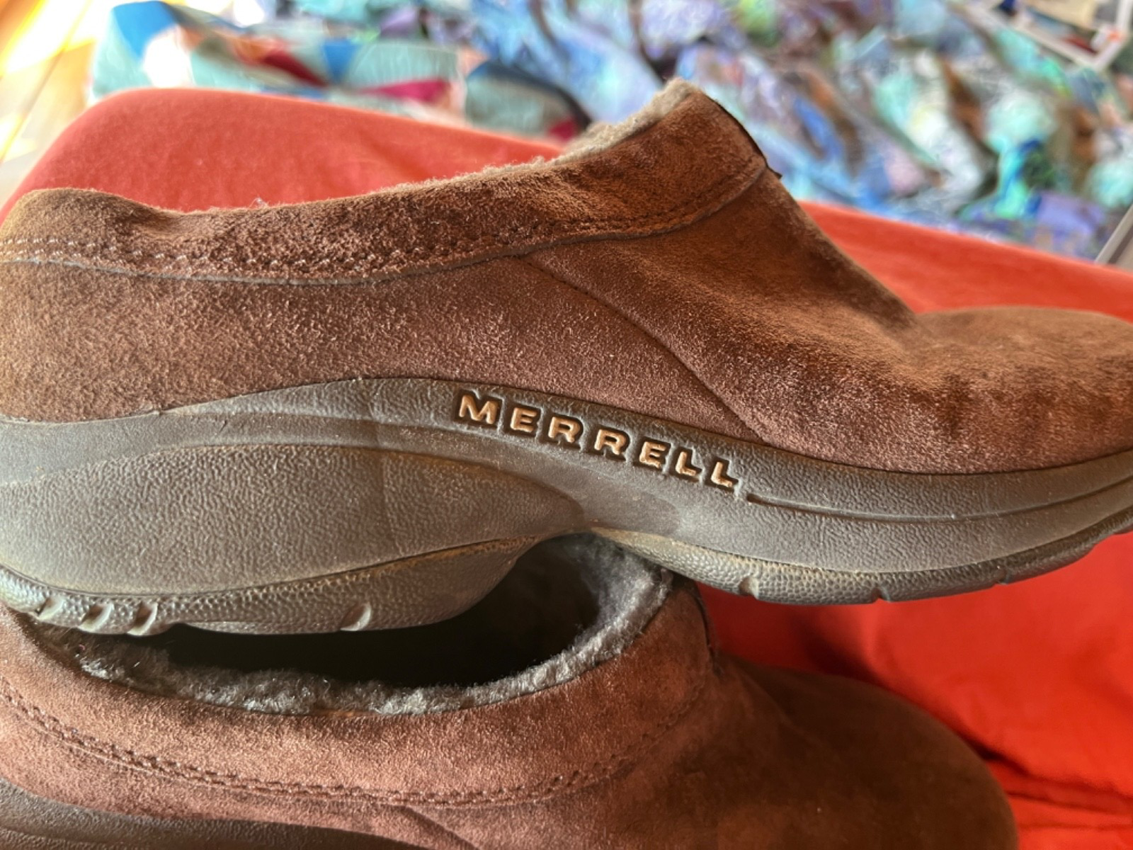 Slip on Merrell foderato marrone ex suola vibram taglia 8
