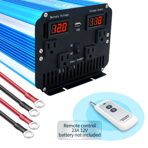 4000W Power Inverter Pure Sine Wave 12v to 120v Converter Free Shipping-USED - Picture 2 of 8