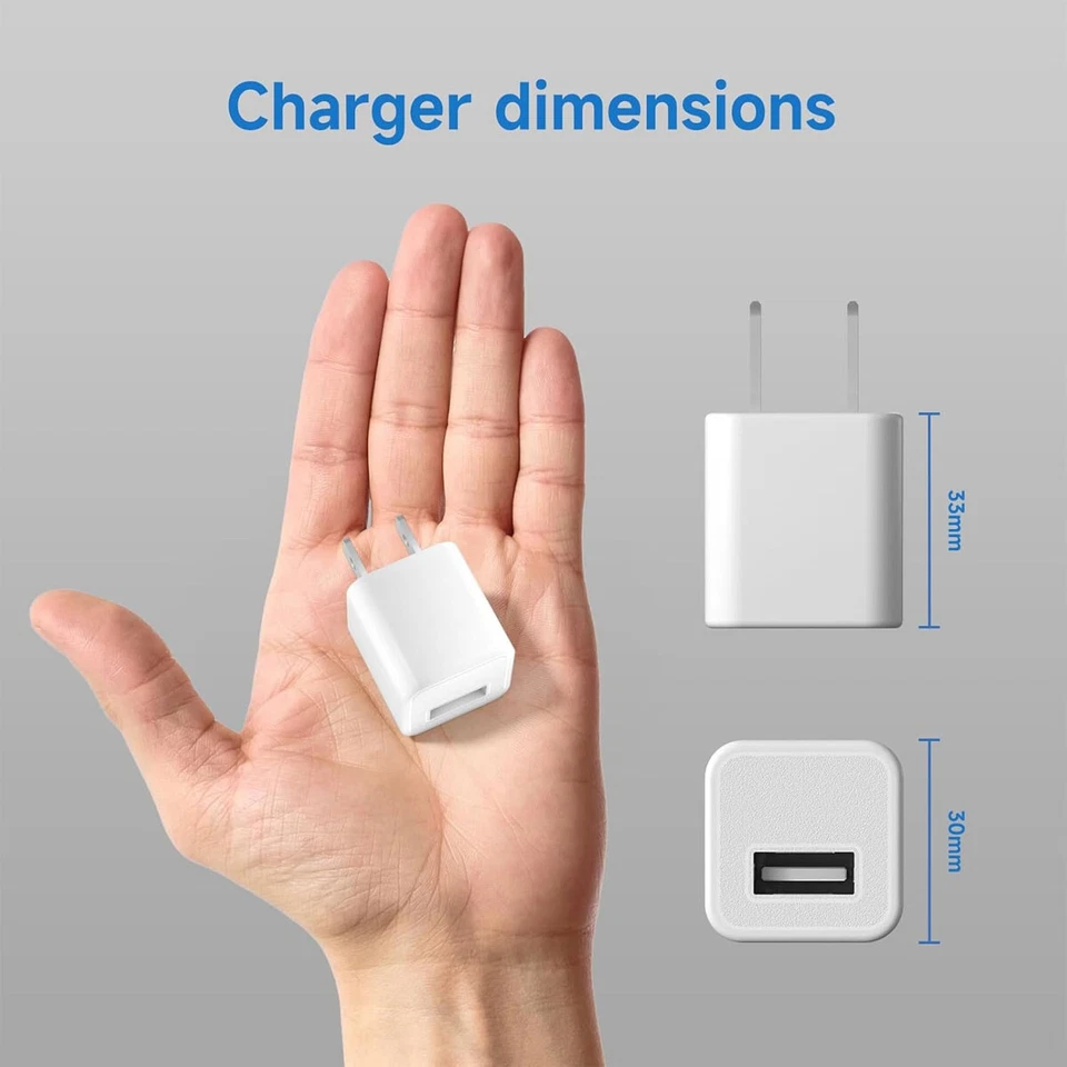 LOTE de adaptador de corriente USB blanco 1A cargador de pared para el hogar enchufe de EE. UU. PARA iPhone 14 13 12 Foto 3 de 4