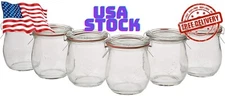 Mini Tulip Jelly Jar with Glass Lids 6 Rings and 12 Clamps, 6 Count (Pack of 1)
