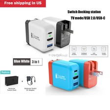 65W 3 IN 1 Switch Steam Dock Fast Charger Adapter 4K HD for Switch TV
