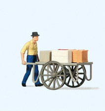 PREISER Einzelfigur 1:87 Mann mit Karren H0 28036