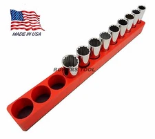 Mechanics Time Saver 3/8 Drive Magnetic Deep Socket Holder SAE Organizer MTS USA