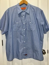 Red Kap Short Sleeve Soft Stripe Button Up 3XL Pooles Custom Cycles Muscatine IA