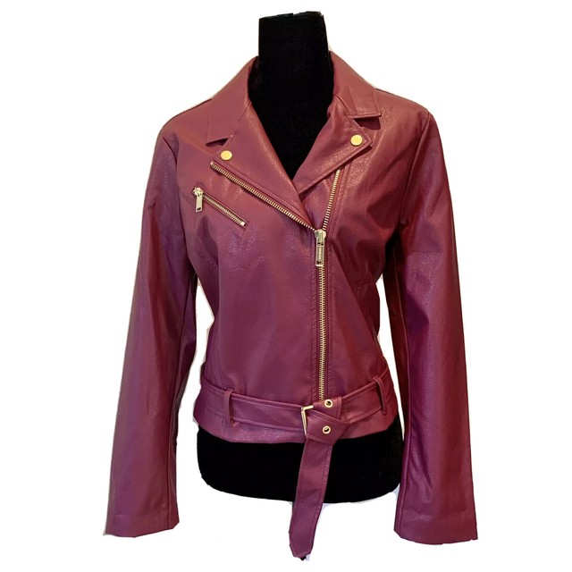 michael kors burgundy leather jacket
