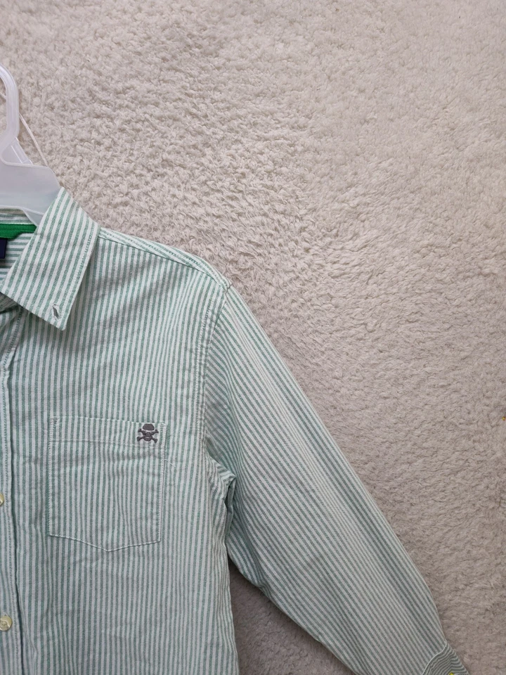 Camisa Gapkids Niños Extra Grande Verde Rayas 100% Algodón Regular Abotonada Foto 3 de 4